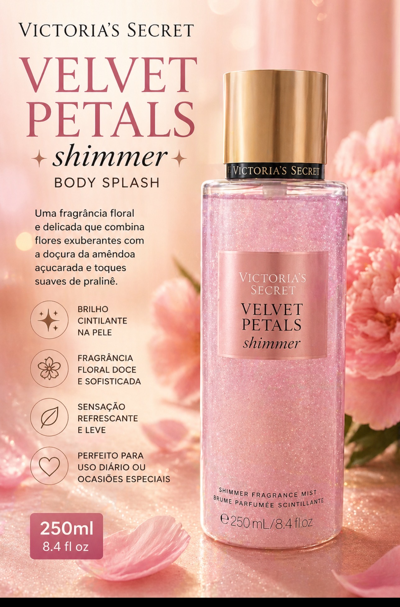 Body Splash Victoria’s Secret Velvet Petals Shimmer 250ml